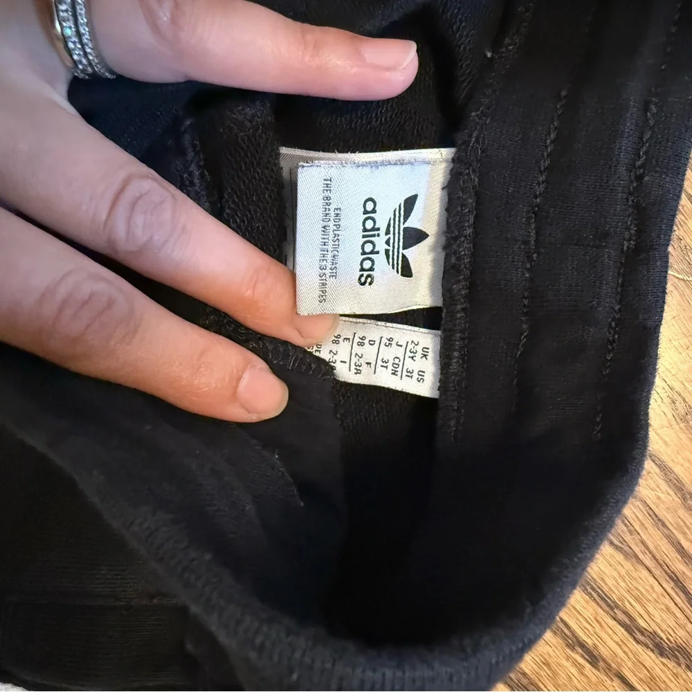 Adidas Kids Black Joggers with White Stripes 3T
